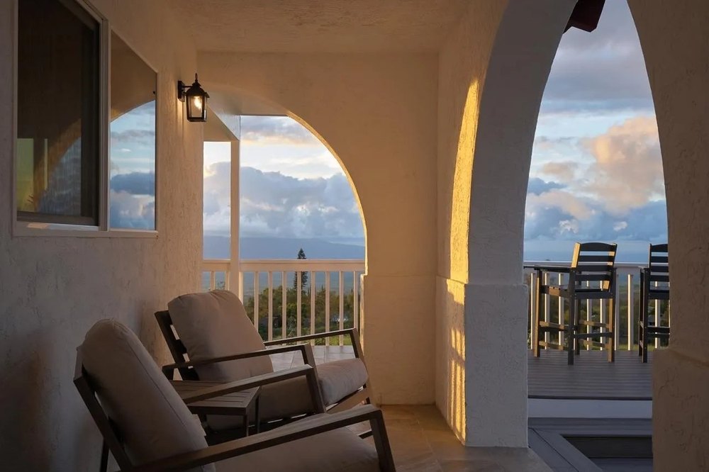 Chairs outside at a luxury home in Hawaii belonging to supermodel Jessica Stam