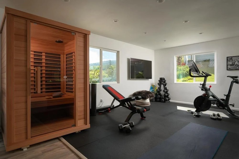Sauna and gym in a luxury home in Hawaii belonging to supermodel Jessica Stam