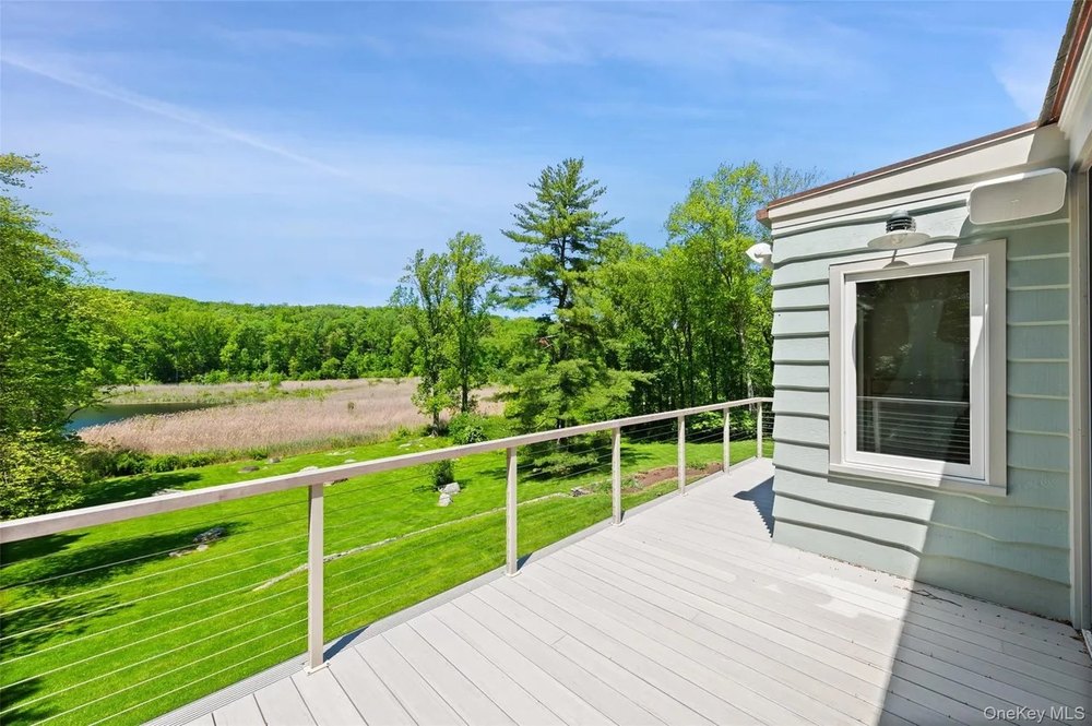 A balcony at a home in Upstate New York belonging to Pete Davidson