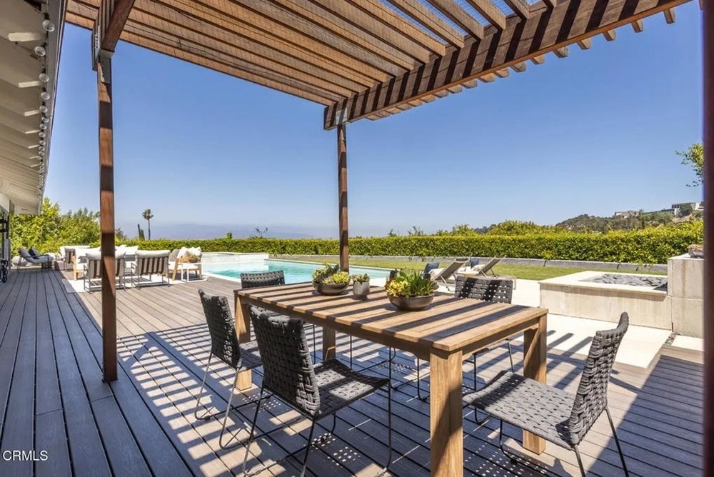 Outdoor dining table at Josh Duhamel home in Encino California
