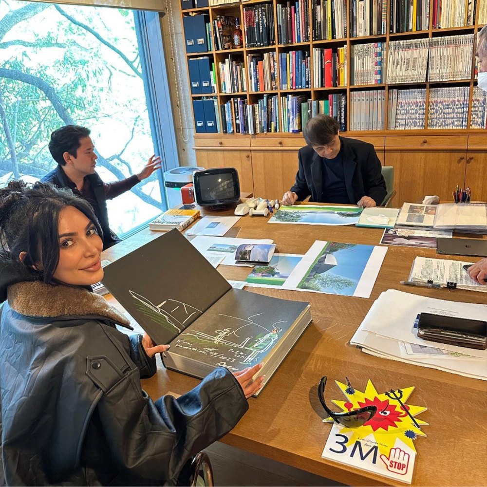 Kim Kardashian is pictured with architect Tadao Ando designing her home