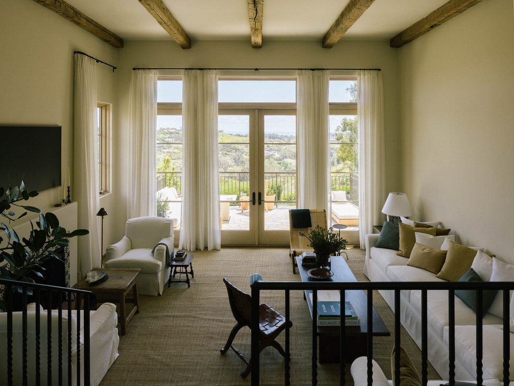 Kaprelian considers the home's step-down living room to be her personal and professional sanctuary.