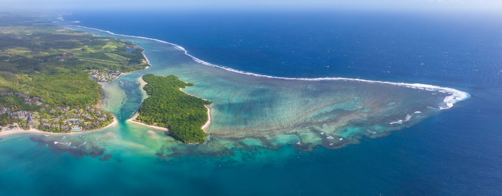 Aerial Fiji Natadola Beach and Reefs