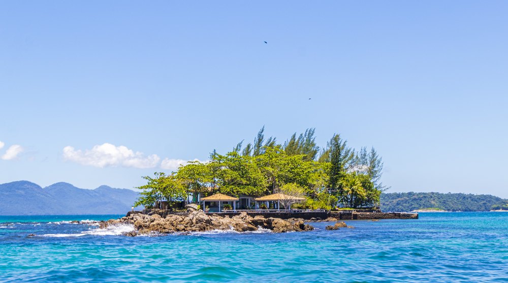 Panorama of tropical islands Ilha Grande in Angra dos Reis, Rio de Janeiro, Brazil.