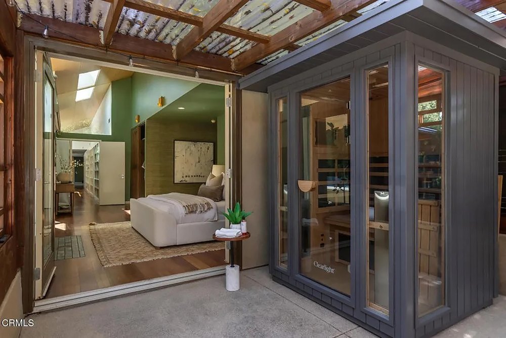 Covered Patio Sauna Addition Located Outside Bedroom Sliding Doors